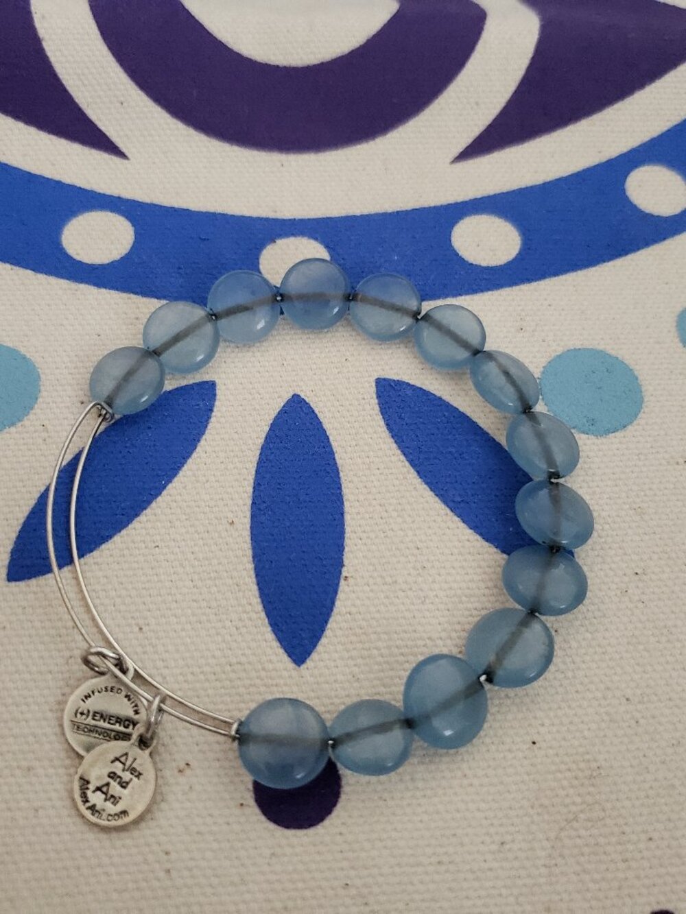 Alex and Ani Beaded Bangle Silver / Blue VGC 77